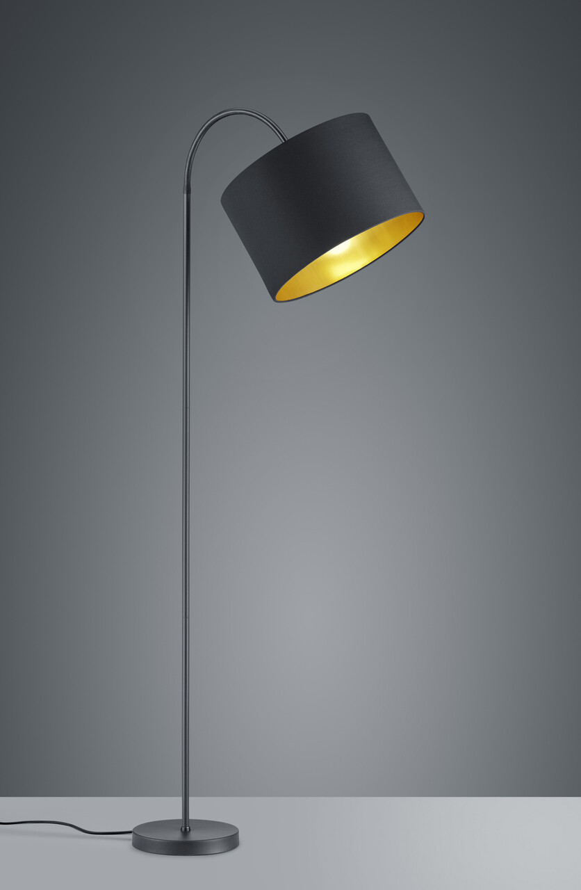 Lampadar Hostel, TRIO, 35x63x156 cm, 60W, 1x E27, metal/textil, negru mat/auriu - imagine 4